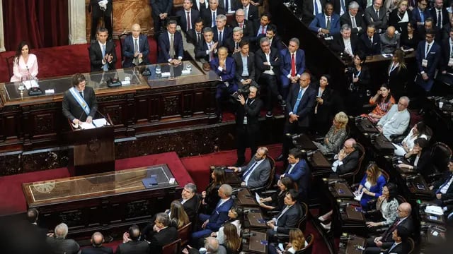 Javier Milei y Victoria Villarruel en la apertura de sesiones ordinarias en el Congreso. (Federico López Claro / La Voz)