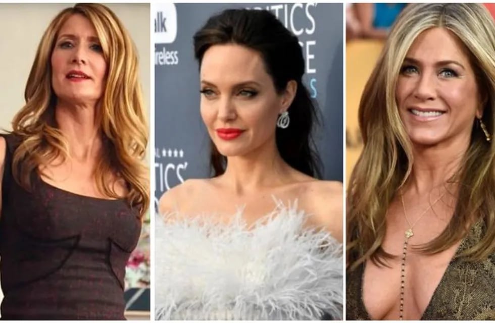 De izquierda a derecha: Laura Dern, Angelina Jolie y Jennifer Aniston. (Web)