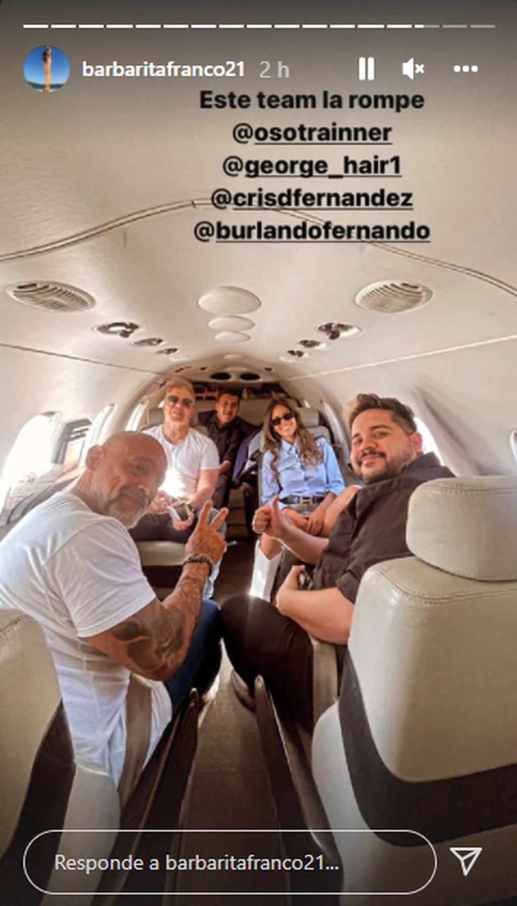Barby Franco y su equipo yendo a Neuquén. (Foto: captura de Instagram).
