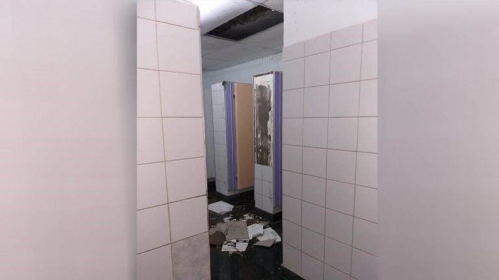 Derrumbe en baños en la escuela neuquina (web).