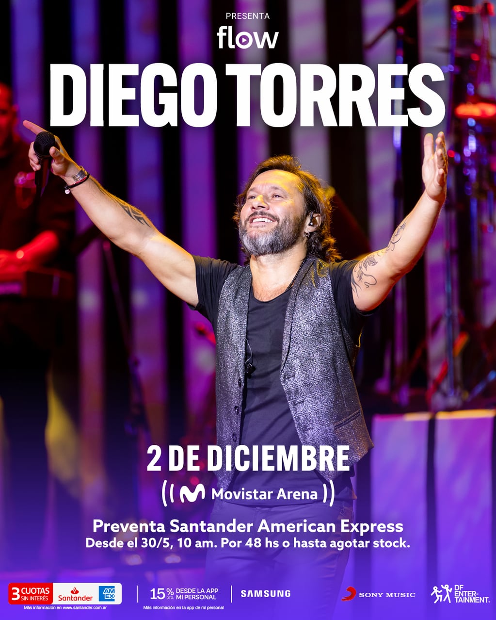 Anuncio del recital de Diego Torres en Argentina