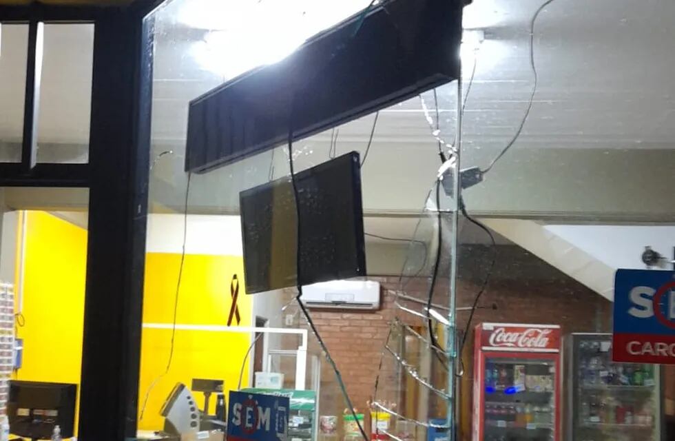Vandalismo en Eldorado: joven atacó a pedradas la vidriera de un kiosco.