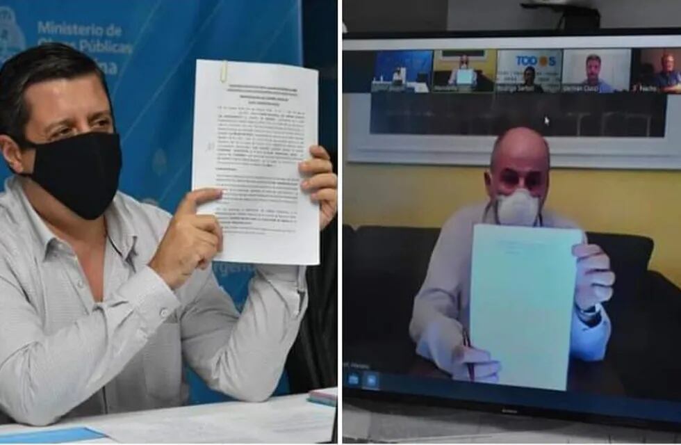La firma digital de los documentos, en el marco del programa “Argentina Hace”, se llevó a cabo durante la realización de una videoconferencia entre Uset y Álvarez.