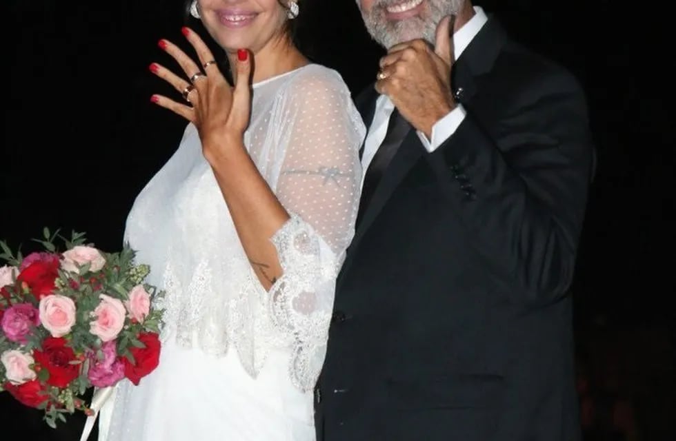 Jorge Rial y Romina Pereiro en su boda (Foto: Diario Veloz).