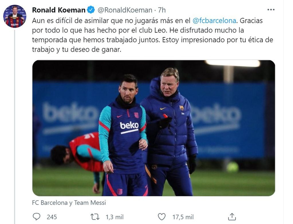 Koeman despidió a Messi del Barcelona: