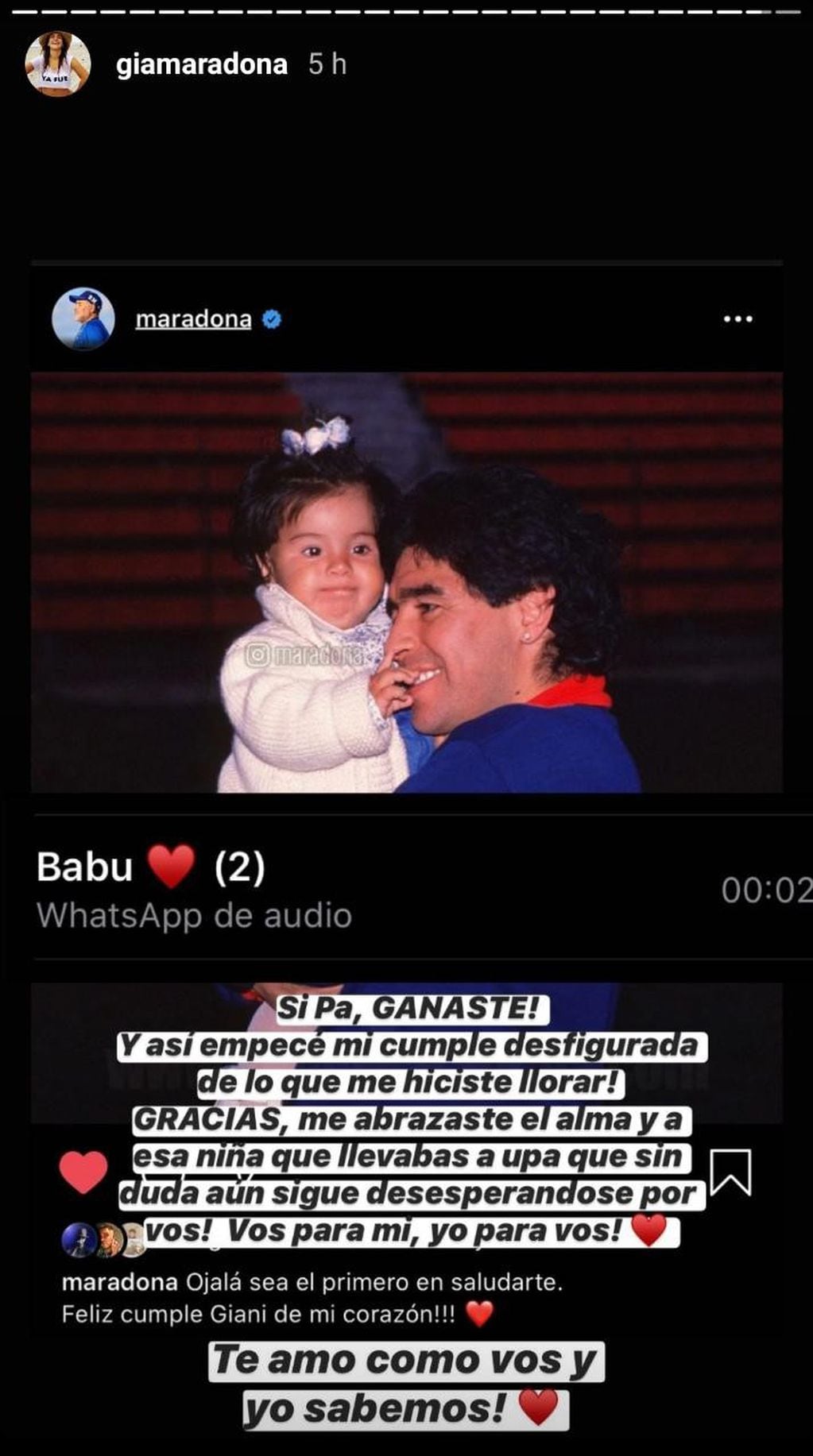 Diego Maradona le dedicó un posteo a Gianinna por su cumpleaños 31 y su respuesta emocionó a todos (Foto: Instagram)