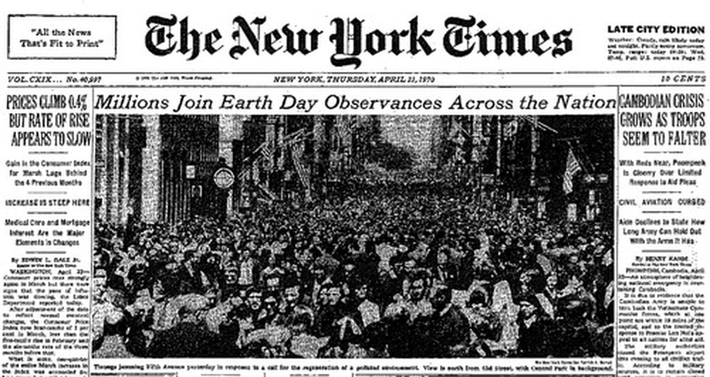Así reflejaba "The New York Times" la movilización del 22 de abril de 1970