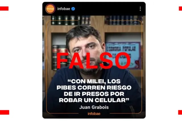 Es falsa la supuesta placa de Infobae con un textual de Juan Grabois sobre la inseguridad y Javier Milei