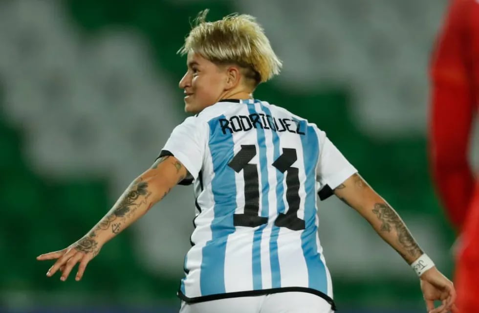 Yamila Rodríguez celebra su gol ante Perú (Prensa Copa América)