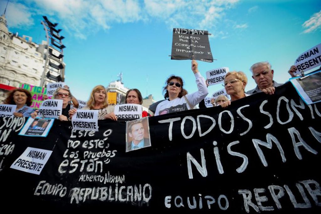 Manifestación para pedir justicia en el caso del fiscal Alberto Nisman a cuatro años de su muerte (EFE)
