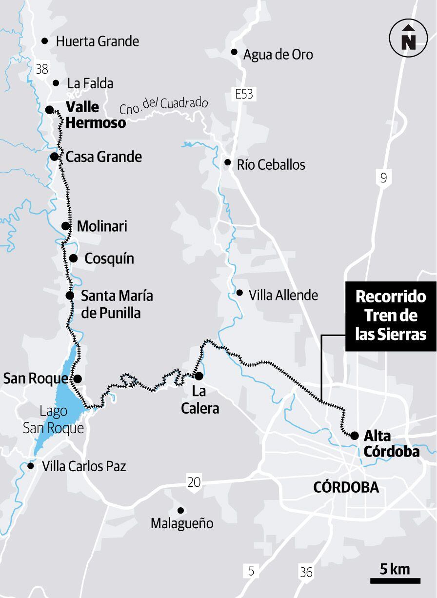 Recorrido del Tren de las Sierras (Infografía de La Voz)