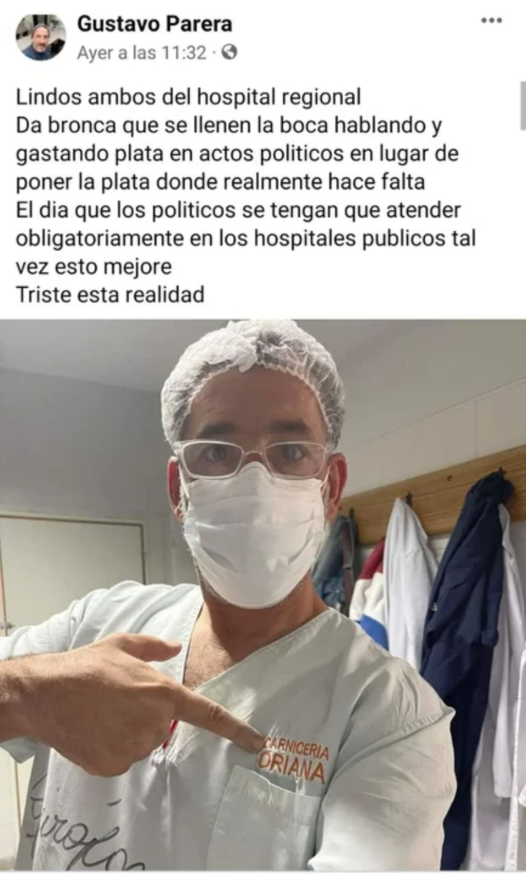 Gustavo Parera, el cirujano que operó con un ambo donado por una carnicería