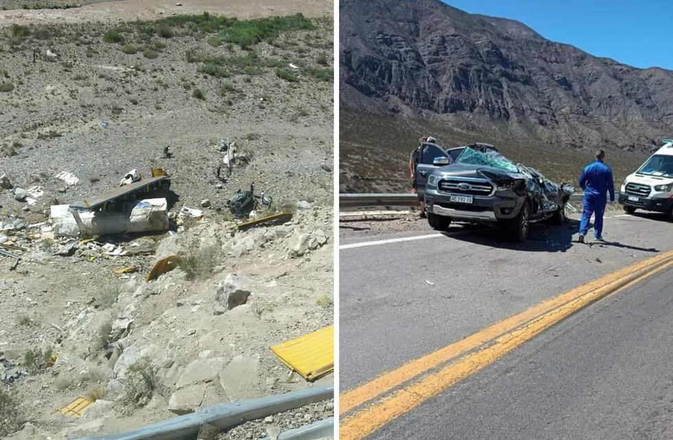 Un camión chocó a tres vehículos en Potrerillos.