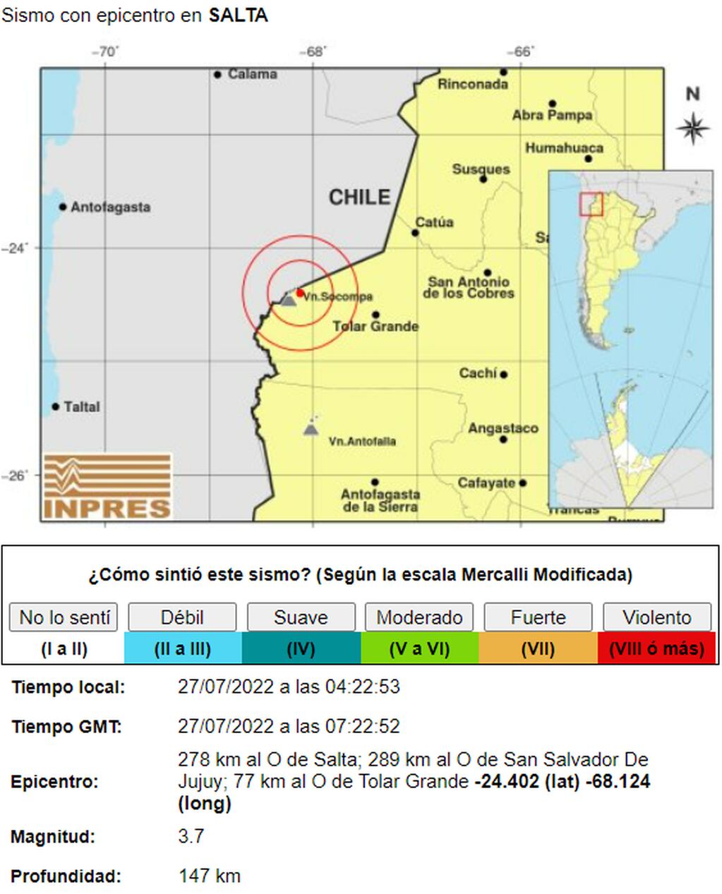 El miércoles Salta registró un nuevo sismo aún mayor que los del martes.