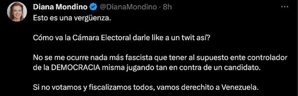 La respuesta de Diana Mondino.