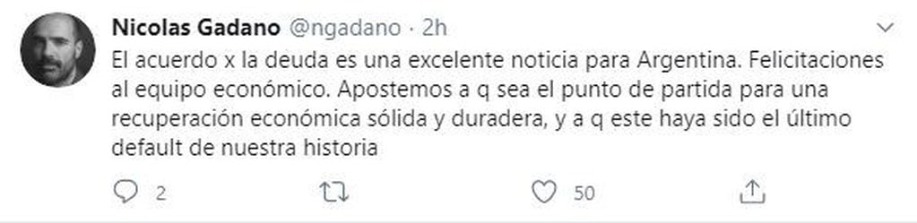 Nicolás Gadano. (Twitter)