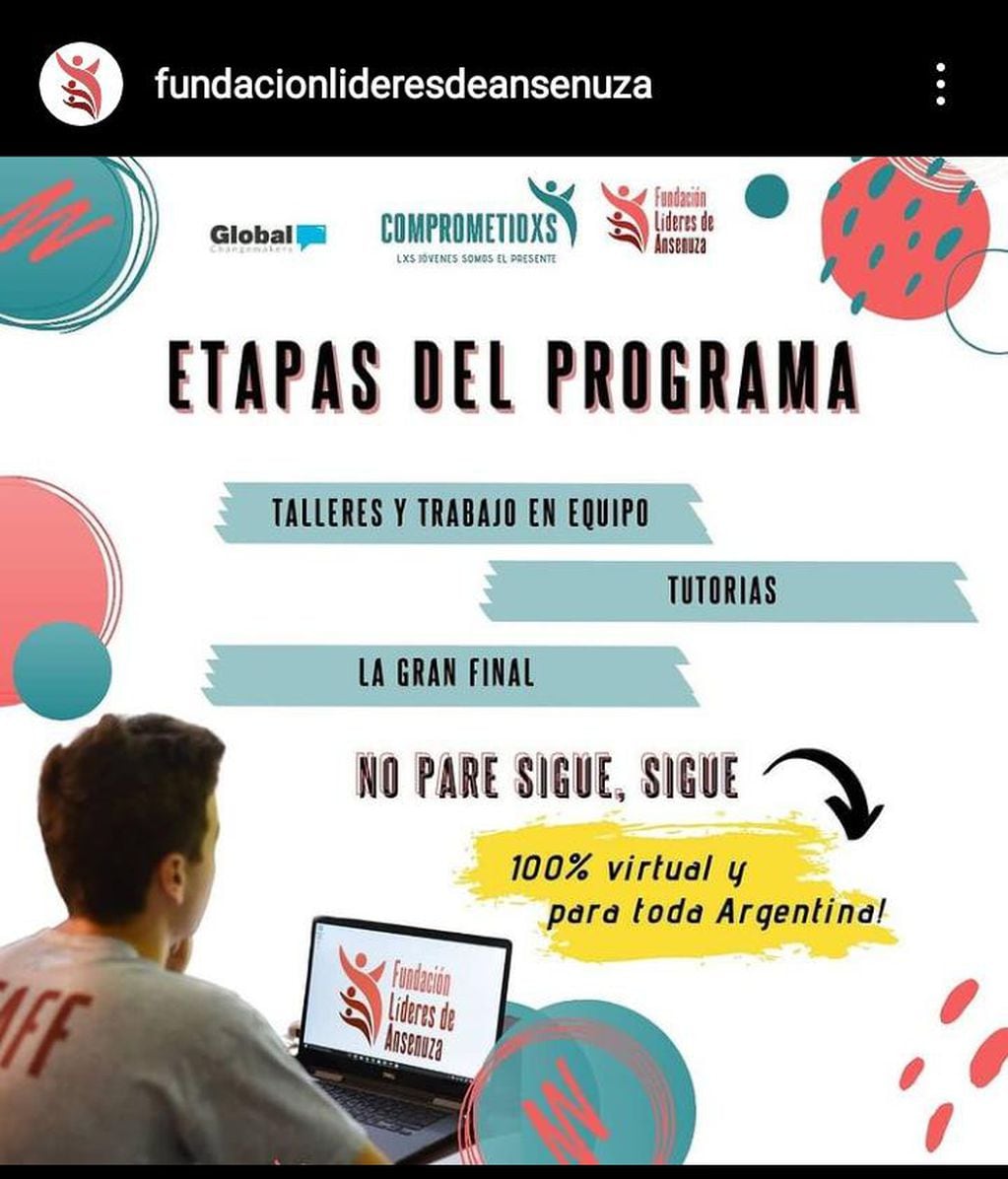 Etapas del programa "Comprometidxs" (Foto-captura, Instagram @FundaciónLÍderesdeAnsenuza)