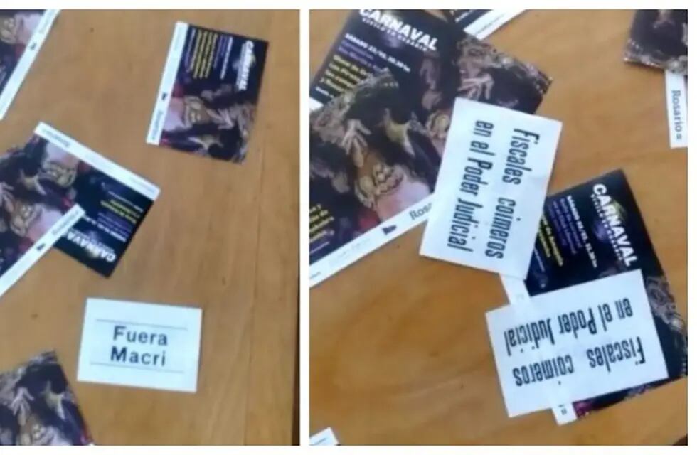 Panfletos contra Macri en el Centro Municipal de Distrito