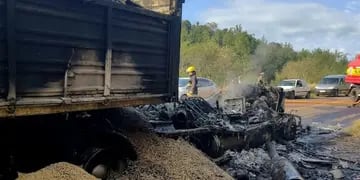 Paraje Chafaríz: explotó el camión que manejaba transportando soja