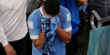 El llanto de Luis Suárez tras la eliminación de Uruguay