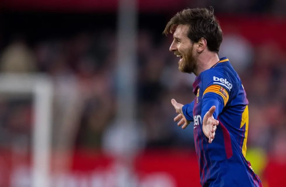 Lionel Messi, del Barcelona, celebra un gol ante el Sevilla en el partido del 31/03/2018 en Sevilla, España. (Vinculado a la cobertura del día de dpa) Foto: Juan Jose Ubeda/gtres/dpa +++ dpa-fotografia +++