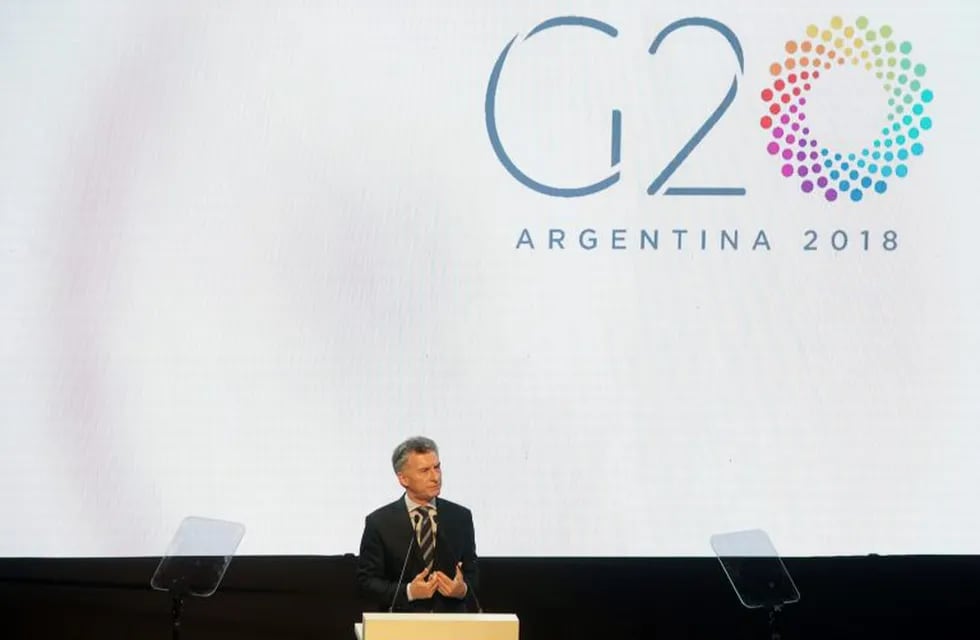 Mauricio Macri, Argentina's president, speaks during the Argentine G20 Presidency launch event in Buenos Aires, Argentina, on Thursday, Nov. 30, 2017. Argentina's agenda is for the G-20 to focus on the future of labor and investments in infrastructure, Treasury Minister Nicolas Dujovne writes in an op-ed in Rio Negro newspaper. Photographer: Pablo E. Piovano/Bloomberg buenos aires mauricio macri lanzamiento del G20 Argentina 2018 ceremonia acto en el centro cultural kirchner discurso del presidente