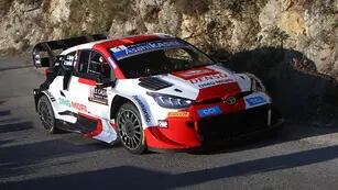 Sebastien Ogier, con Toyota, en el shakedown del Rally de Montecarlo 2022.