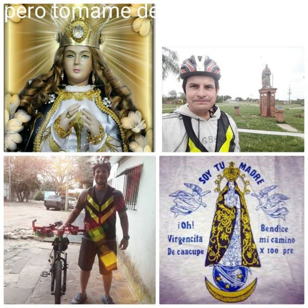 Osmar Romero el policía que busca unir Itatí con Caacupé en bicicleta.