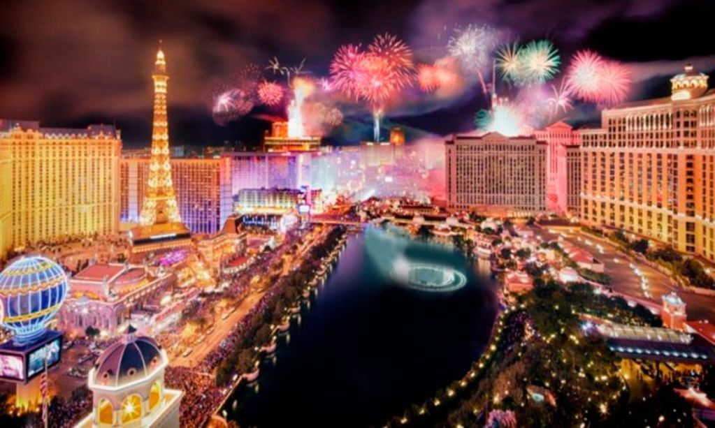 Una noche a pura fiesta y descontrol: Año Nuevo en Las Vegas