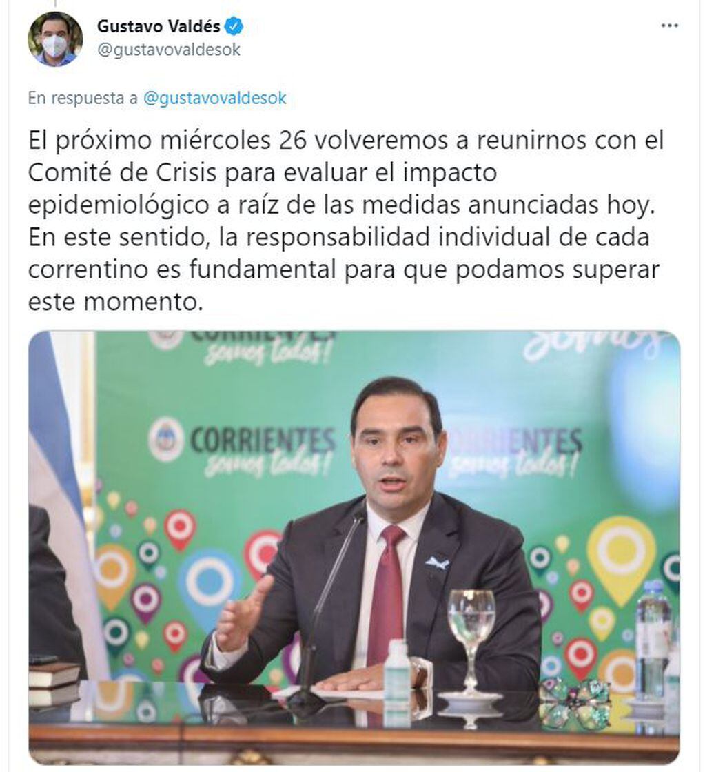 Gustavo Valdés habló sobre la situación epidemiológica de Corrientes.