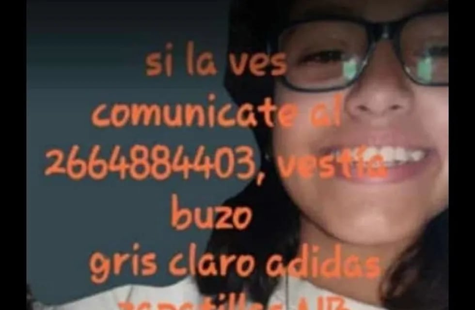 Sofia Leiva desaparecida en San Luis,