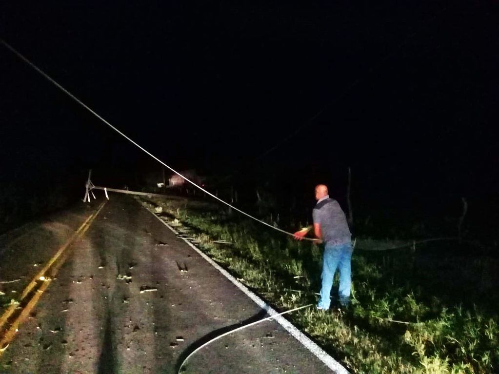 La tormenta tiró árboles, redes eléctricas y voló techos en Las Malvinas y Cañada Seca. 