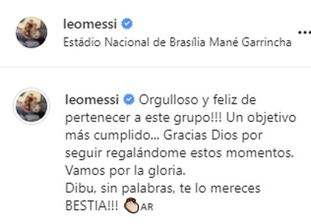 Messi compartió su alegría a través de redes sociales con un breve mensaje y varias fotos.