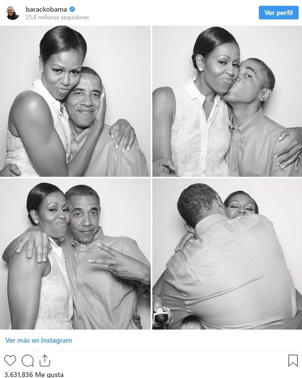 Barack y Michelle Obama, más enamorados que nunca. (Crédito: Instagram)