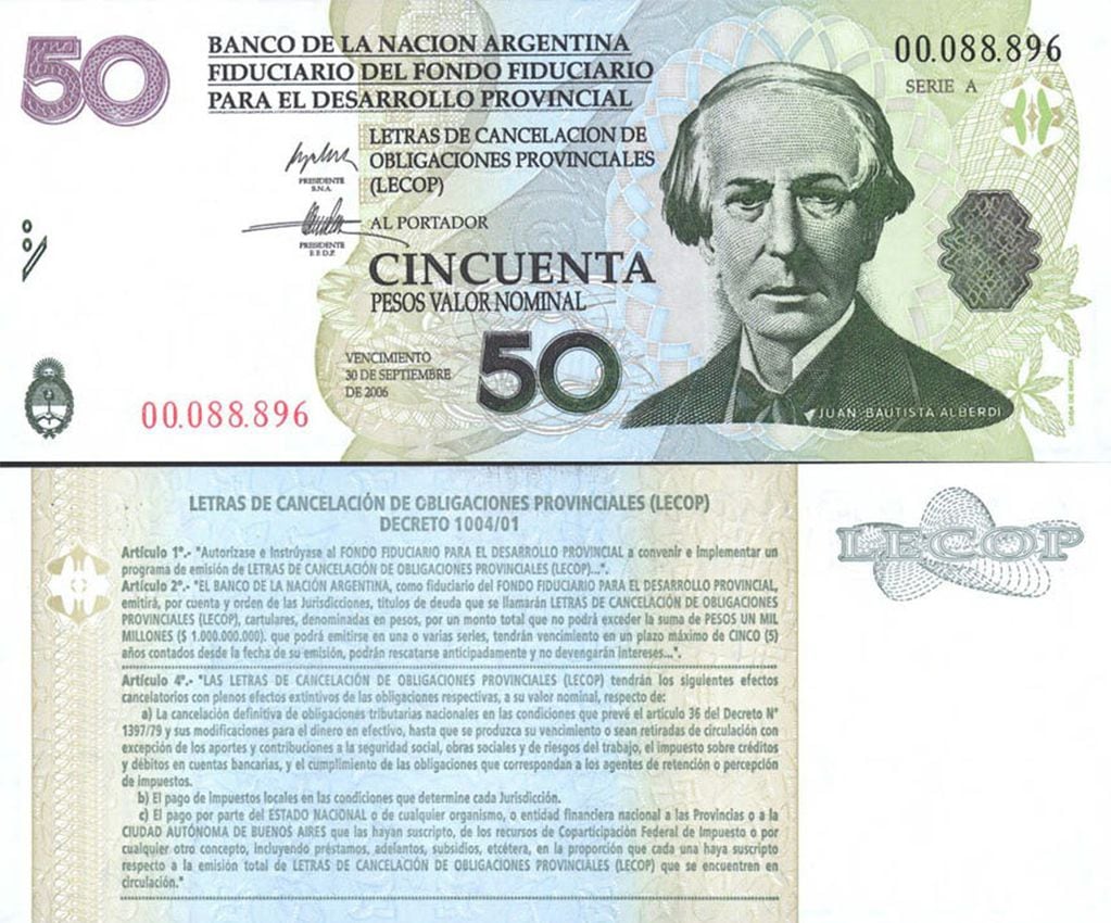 LECOP, fue una serie de bonos de emergencia emitidos durante la crisis económica de la Argentina, entre 2001 y 2002