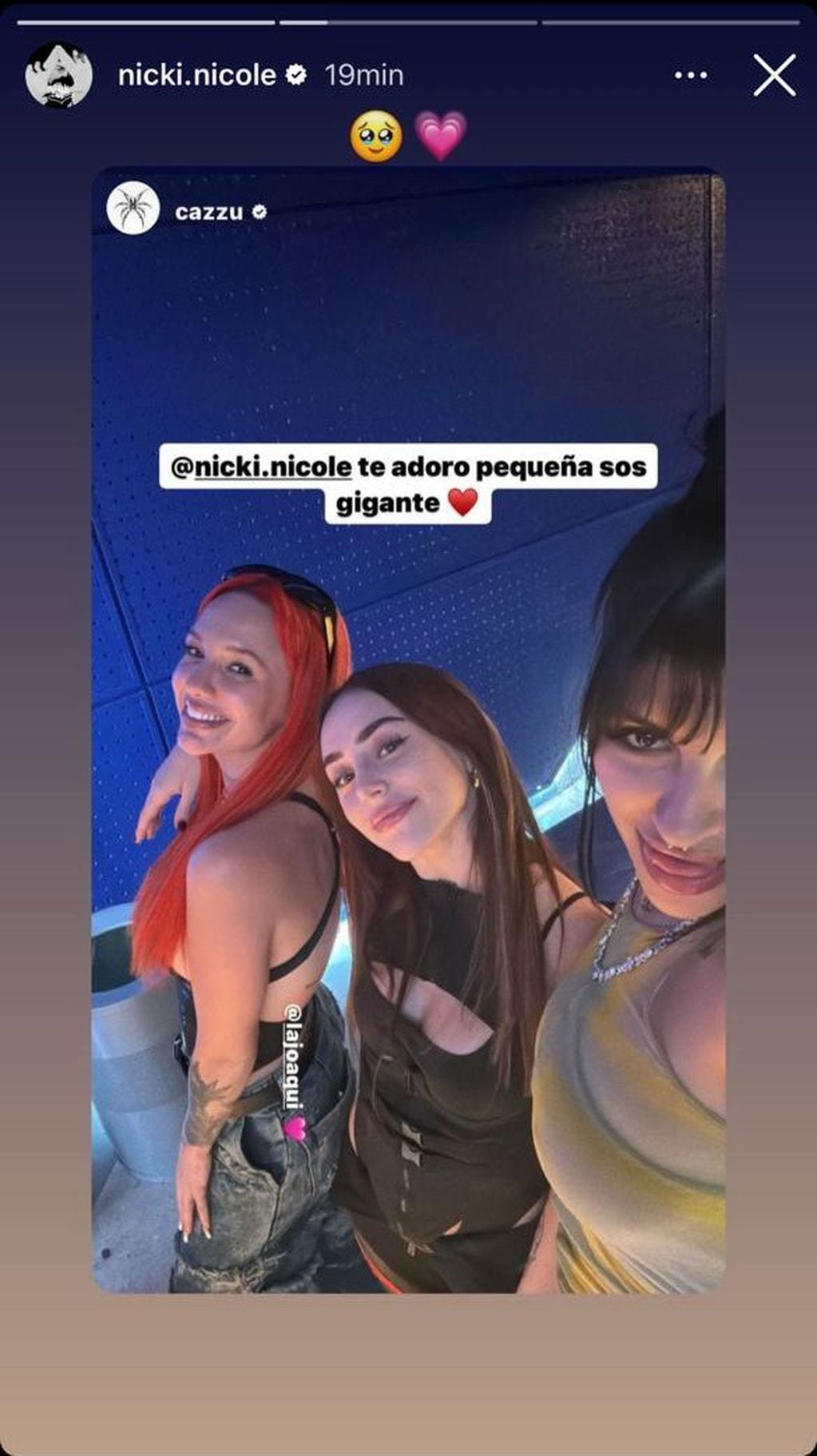 La Joaqui y Cazzu presentes en el último Movistar Arena de Nicki Nicole.