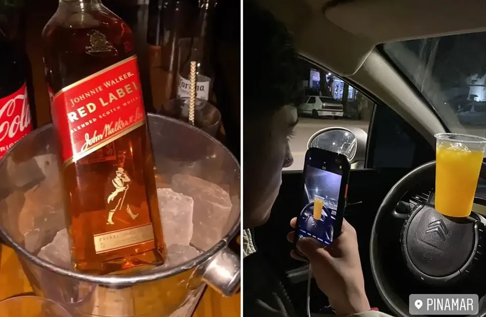 El infractor subió fotos a su Instagram con las botellas de alcohol mientras manejaba a gran velocidad y a contramano.