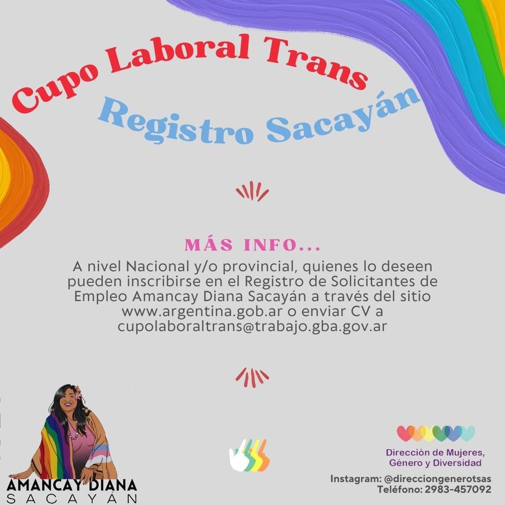 Cupo Laboral Trans en Tres Arroyos: inscripciones para el Registro Sacayán