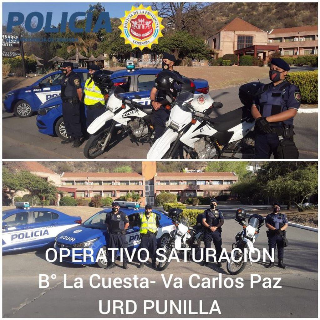Operativos policiales este jueves 17 de septiembre en Villa Carlos Paz. (Foto: Unidad Regional Departamental Punilla).