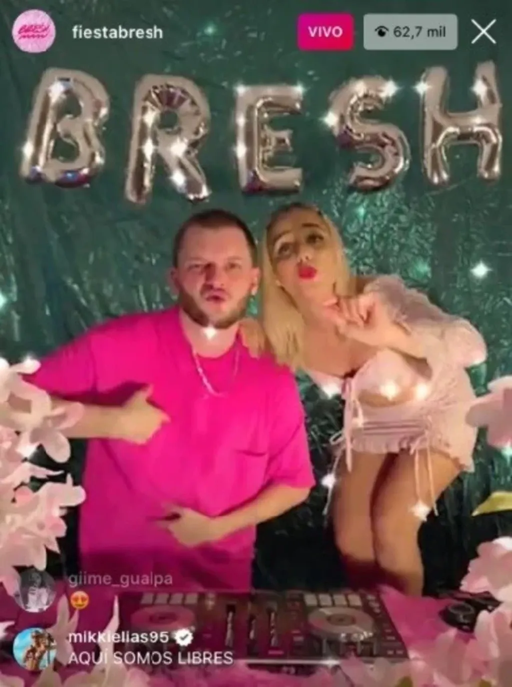 Por medio de un vivo de Instagram, en cuarentena, la fiesta Bresh convocó a miles de jovenes.