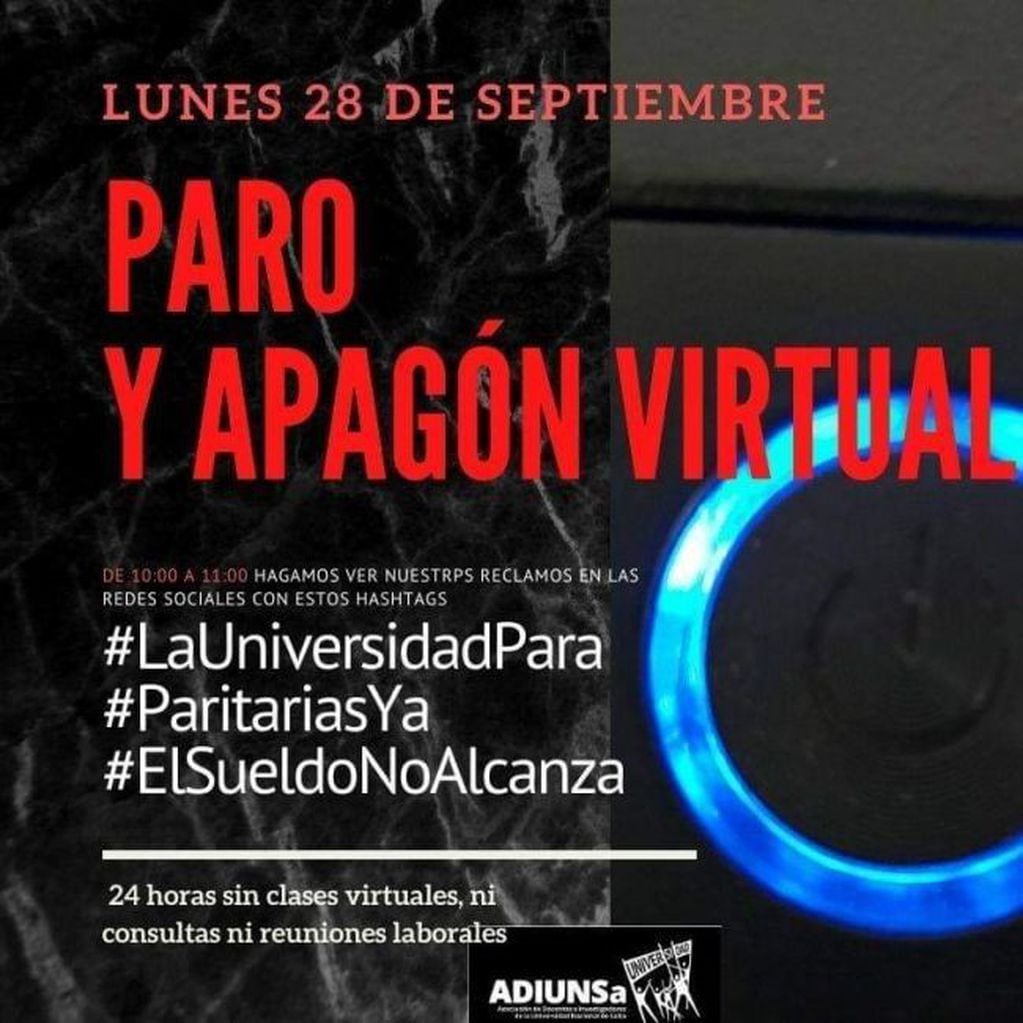 Docentes salteños convocan un "apagón virtual" por reclamo salarial (Profesional FM)