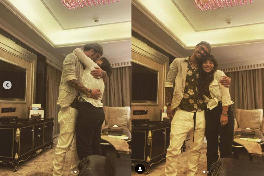 Daniel Osvaldo y Gianinna Maradona juntos a los besos. (Foto: Instagram).