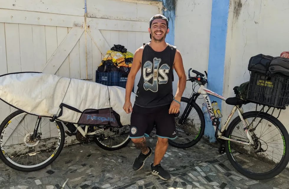 Franco Rueda, el mendocino que recorrió Brasil de sur a norte en bicicleta y por la costa. Foto: Gentileza.