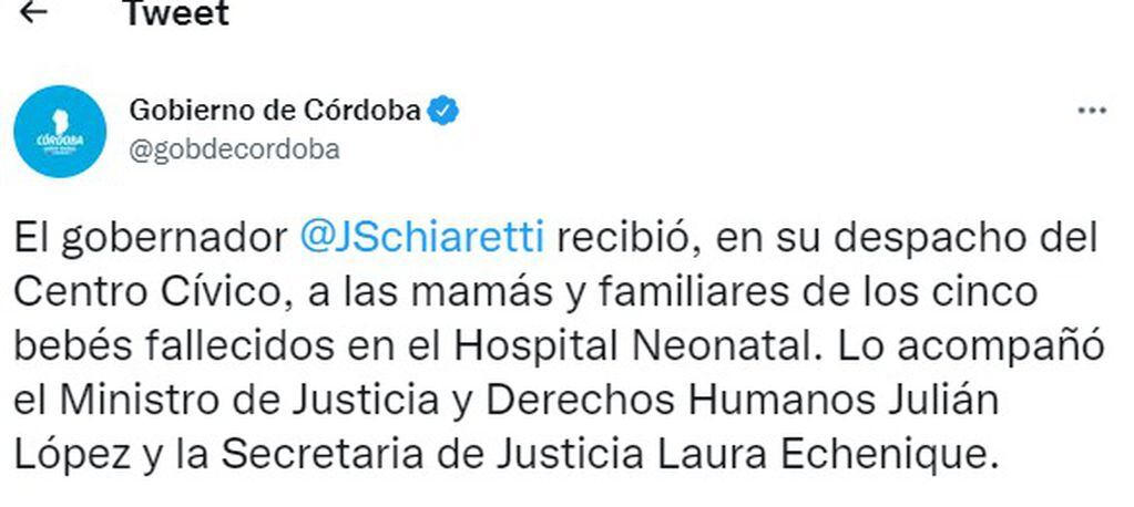 Juan Schiaretti fue acompañado por el ministro de Justicia, pero no estuvo el de Salud.