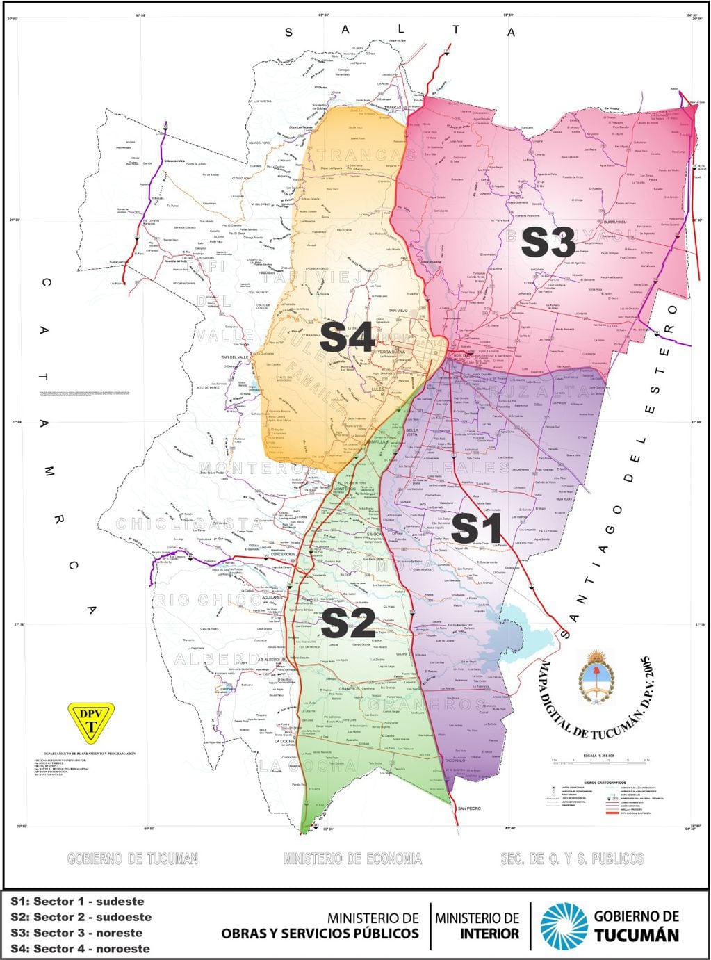 Mapa vial Tucumán.