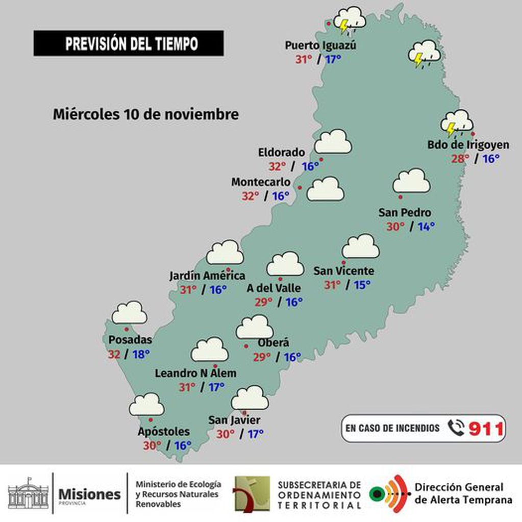 Miércoles con cielo nublado y temperaturas cálidas en la provincia.