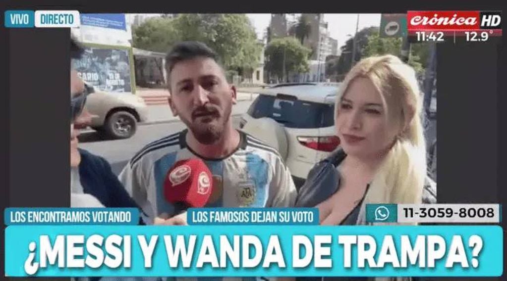 "Wanda" y "Messi" votando en Rosario.
