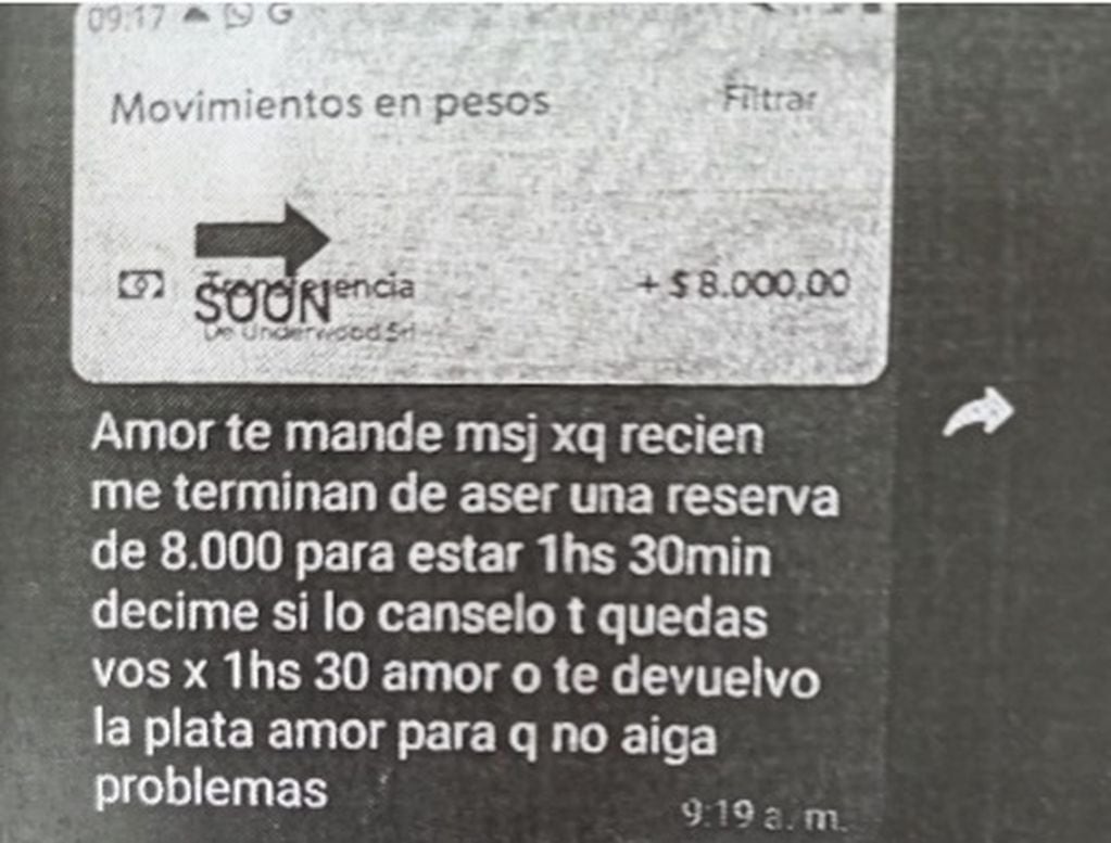 En la primera parte del engaño pagó 7000 pesos.  