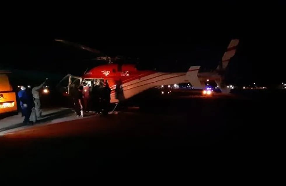 El helicóptero llegó a la Ciudad de San Juan, este domingo por la noche.