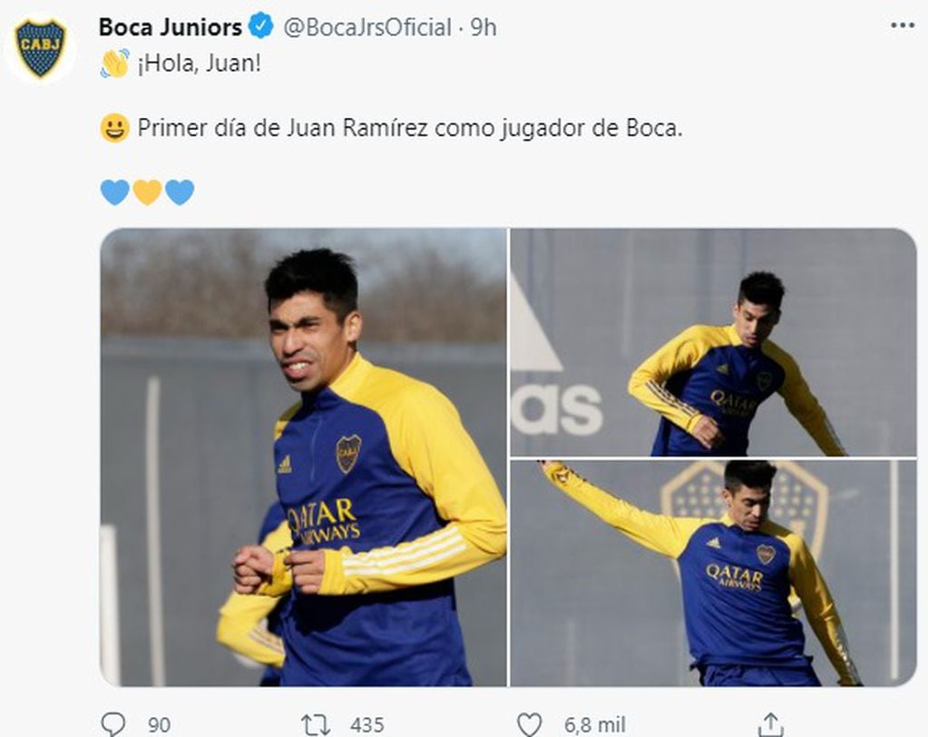 Juan Ramírez, ex Talleres, ya entrena con Boca.